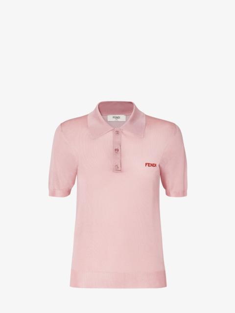 FENDI Sweater Light pink shiny viscose polo shirt