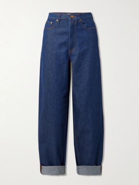 Zimmermann Illuminate belted high-rise barrel-leg jeans Dark denim