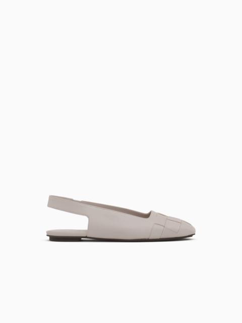 EMPORIO ARMANI SLINGBACK BALLET FLATS IN LEATHER WITH WOVEN DETAIL