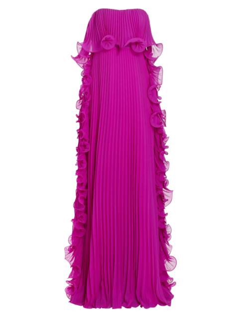 BADGLEY MISCHKA Women's Strapless Pleated Ruffle Gown - Orchid
