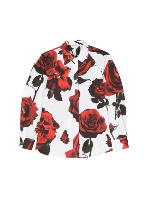 Roses-print cotton shirt