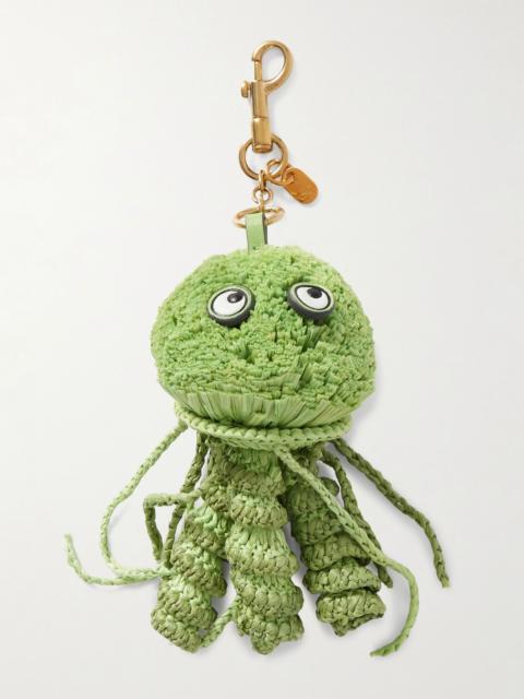 Anya Hindmarch Jellyfish leather-trimmed raffia keychain Bright green