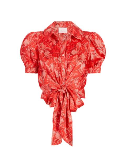 Cinq à Sept Botanical Floral Abena tie shirt