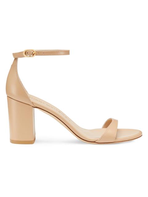 Stuart Weitzman Women's Nudist Block 75MM Leather Sandals - Beige