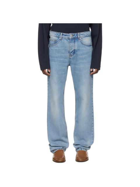 AMI Paris Blue Cotton Classic Fit Jeans