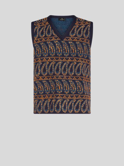 Etro KNITTED GILET WITH PAISLEY DESIGNS
