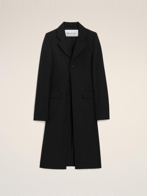 AMI Paris BLACK NEW WOOL SIMPLE BREASTED FITTED COAT