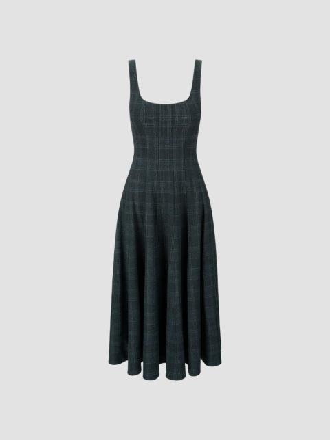 STAUD Women's Wells Checked Sleeveless Midi Dress - Ink Blue Plaid