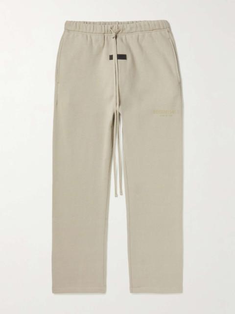 ESSENTIALS Straight-Leg Logo-Flocked Cotton-Blend Jersey Sweatpants
