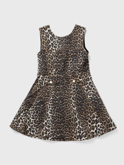 GANNI Print Denim Flounce Mini Dress