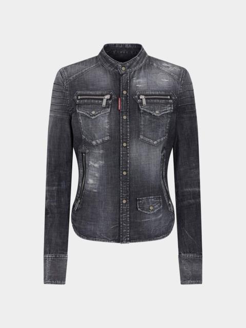 DSQUARED2 LIGHT GREY WASH WESTERN DENIM SHIRT