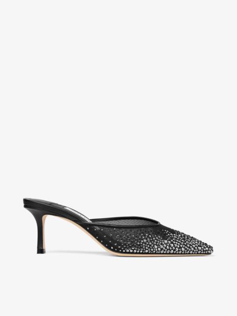 JIMMY CHOO Vivi 65
Black Crystal Mesh Mules