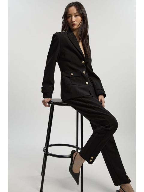 KAREN MILLEN Petite Compact Stretch Tailored Military Straight Leg Trouser