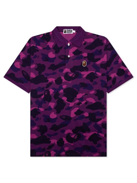 A BATHING APE® COLOR CAMO LARGE APE HEAD RELAXED FIT POLO SHIRT - PURPLE