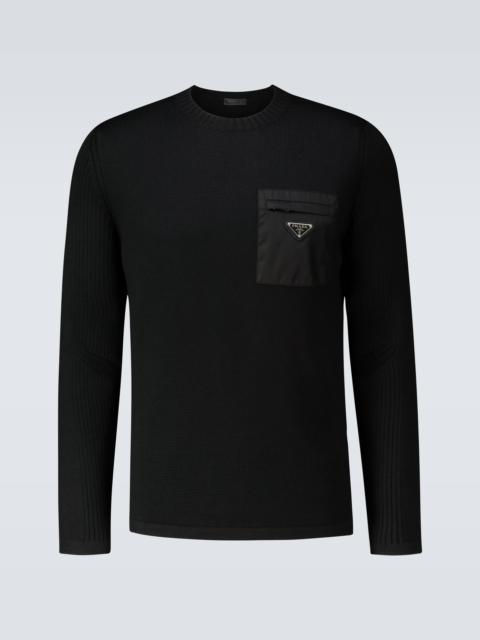 Prada Crewneck sweater with nylon pocket