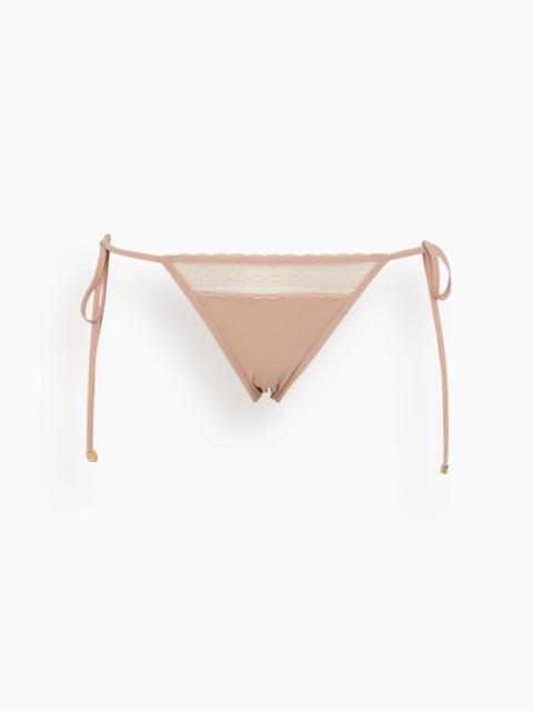 KIKI DE MONTPARNASSE Lace Inset String Tie Bikini Bottom in Buff