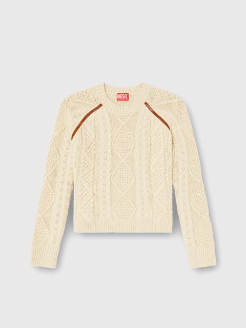 Diesel CABLE-KNIT JUMPER WITH CONTRAST BANDS