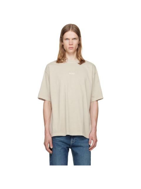 BOSS Beige Relaxed-Fit Cotton Embroidered Logo T-shirt