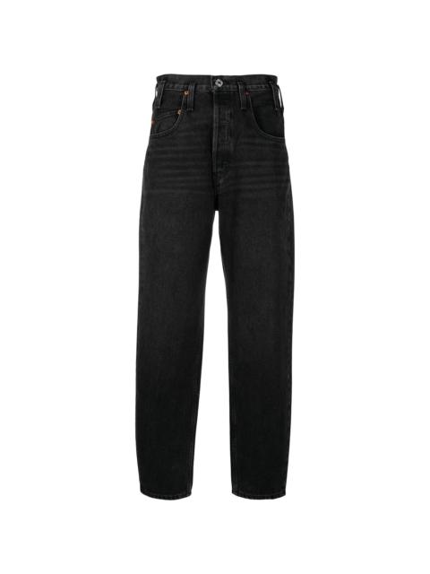 high-rise tapered jeans