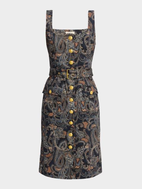 L'AGENCE Idy Paisley Button-Front Midi Dress