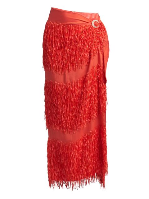 GIORGIO ARMANI Fringe Sarong Maxi Skirt