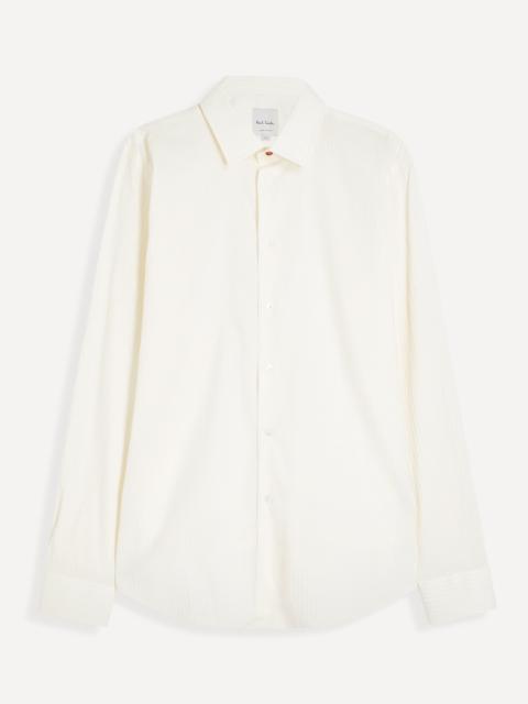Paul Smith Beige Stripe Regular-Fit Cotton-Silk Shirt