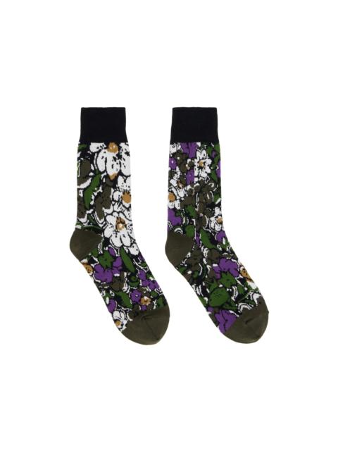 sacai Khaki Floral Socks