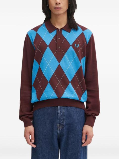 Fred Perry Argyle logo-embroidered polo shirt