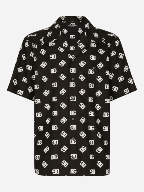 Dolce & Gabbana Cotton Hawaiian shirt with DG Monogram print