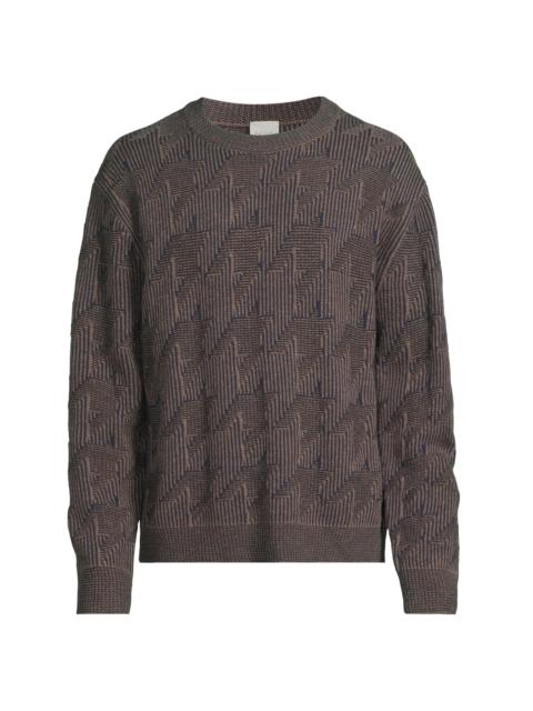 Paul Smith Men's Tribute to Photography Houndstooth Merino Wool Sweater - Medium Beige