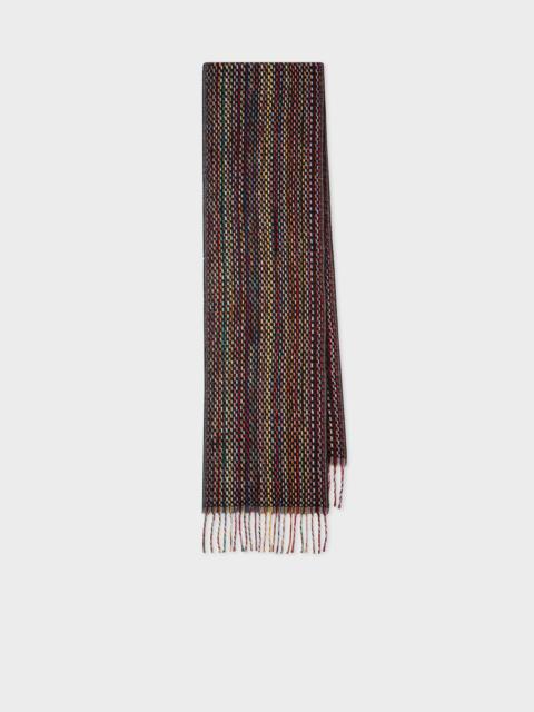 Basket Weave Signature Stripe Cashmere Scarf