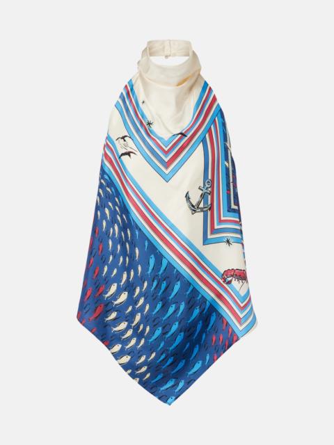 ALÉMAIS Apollo printed silk satin top