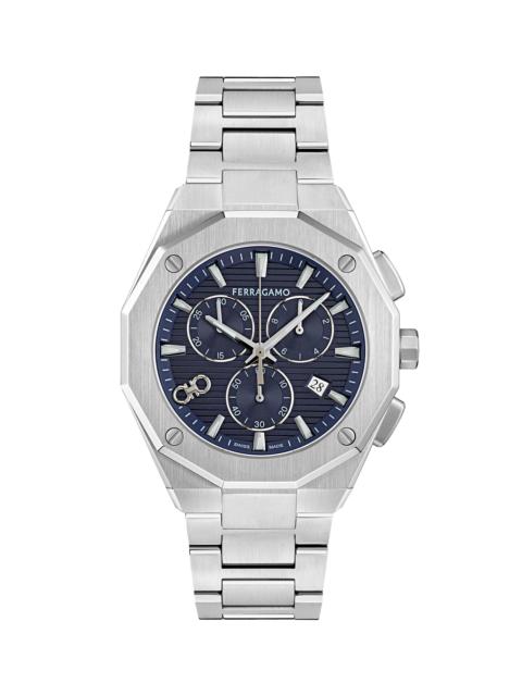 FERRAGAMO Men's Ferragamo Edge Chronograph Stainless Steel Bracelet Watch/42MM - Stainless Steel Blue Dial