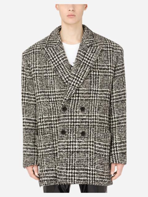 Double-breasted checked wool jacket