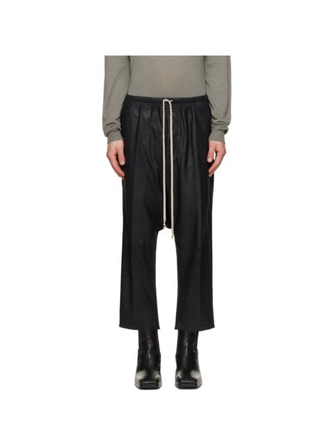 Rick Owens Black Tower Drawstring Cropped Leather Pants