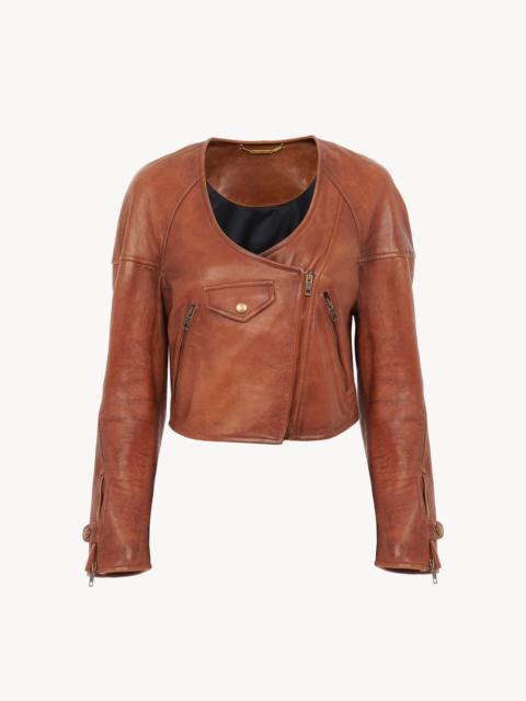 Chloé CROPPED SCOOP-NECK JACKET IN LEATHER