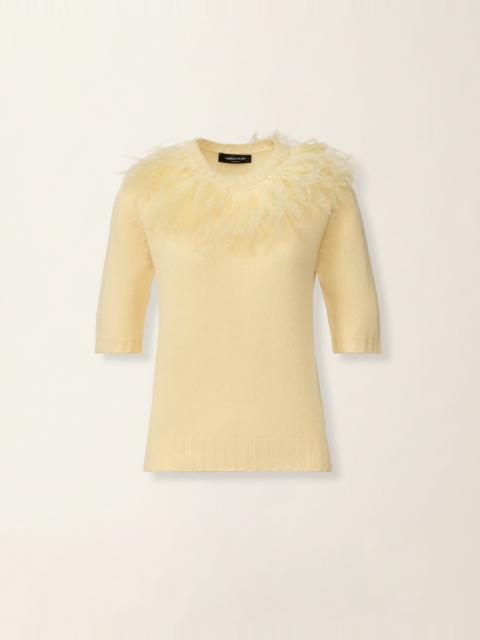 FABIANA FILIPPI Platinum sweater with ostrich feathers