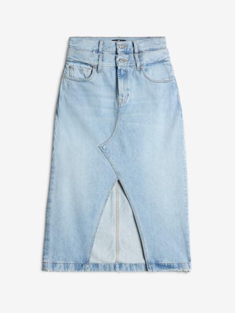 7 For All Mankind Double Waist Skirt in Bleach