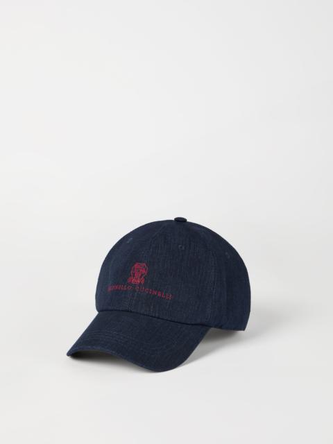 Brunello Cucinelli Lightweight délavé linen baseball cap with embroidered logo