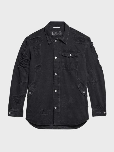 Men's Apex Destroyed Denim Overshirt