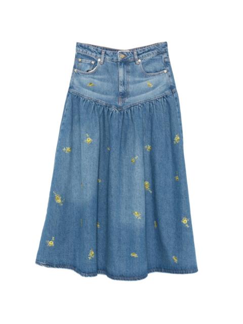GANNI floral-print maxi skirt