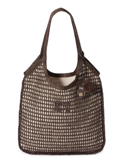 Miu Miu Women's Ivy Raffia Crochet Shoulder Bag - Brown