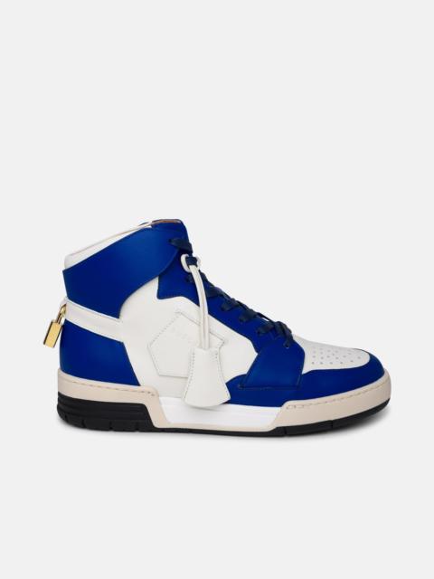 'AIR JON' WHITE AND BLUE LEATHER SNEAKERS