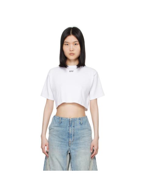 White Off Stamp Rib Cropped T-Shirt