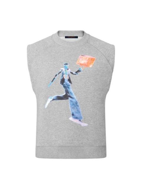 Louis Vuitton Men's LOUIS VUITTON FW21 Neon Man Pattern Printing Sports Sleeveless Gray 1A972H