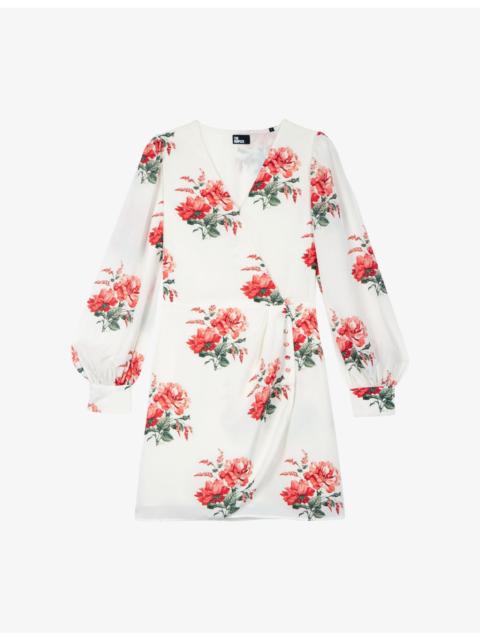 The Kooples V-Neck Floral-Print Woven Mini Dress