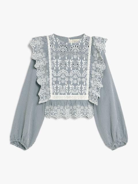 WEEKEND Max Mara ORAZIO Gingham cotton-canvas blouse with embroidery