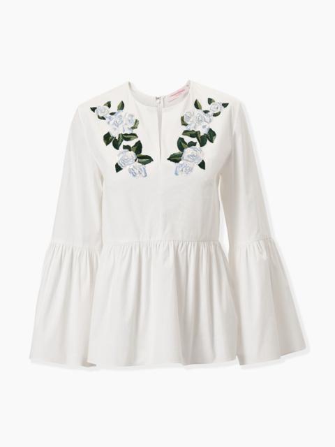 CAROLINA HERRERA Floral-Embroidered Bell Sleeve Top