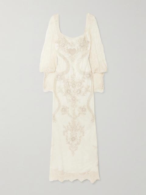 CLIO PEPPIATT Flora Embellished Lace Gown