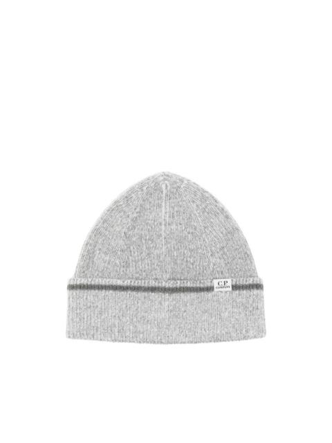 C.P. Company ribbed logo-patch beanie hat